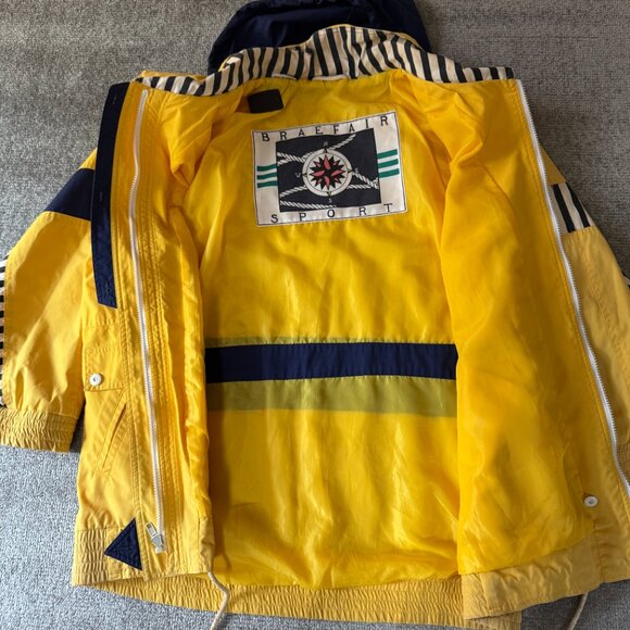 BRAEFAIR SPORT - Vintage Zip/Button Yellow/Navy/White Coat Men's Size Medium - Picture 2 of 10